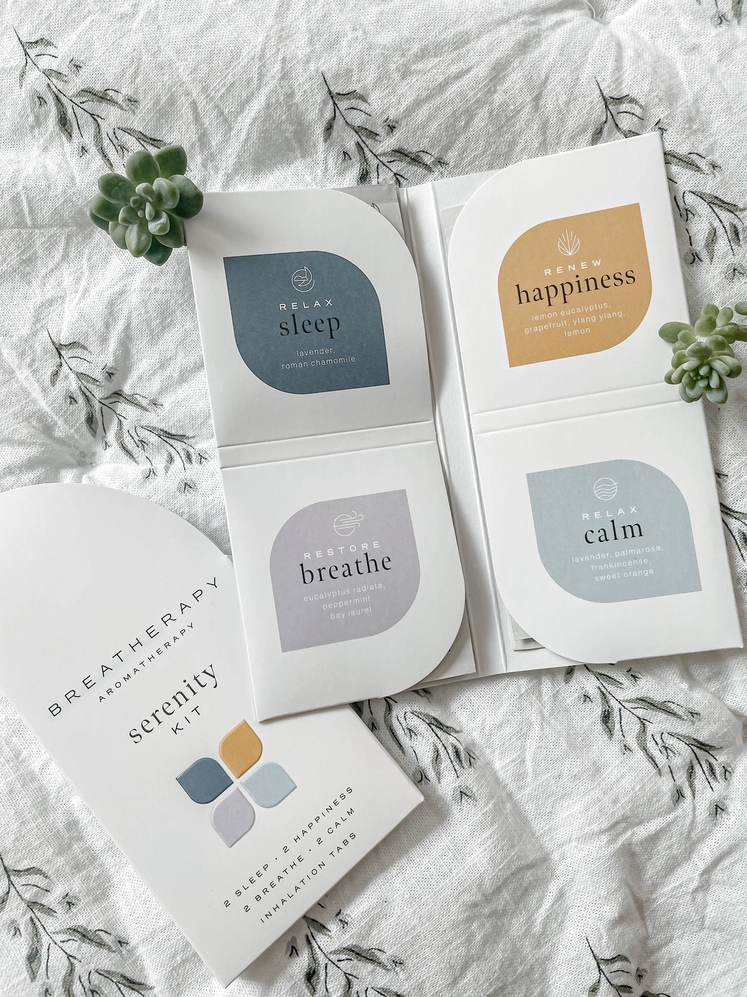 Breatherapy - Vente Inhalateurs d'aromathérapie - SERENITY KIT Patchs Aromatiques Apaisants pour le Soulagement du Stress (8 unités)8