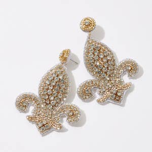 14k Two-tone Gold Filigree Fleur-d-lis Fish Hook Earrings. 