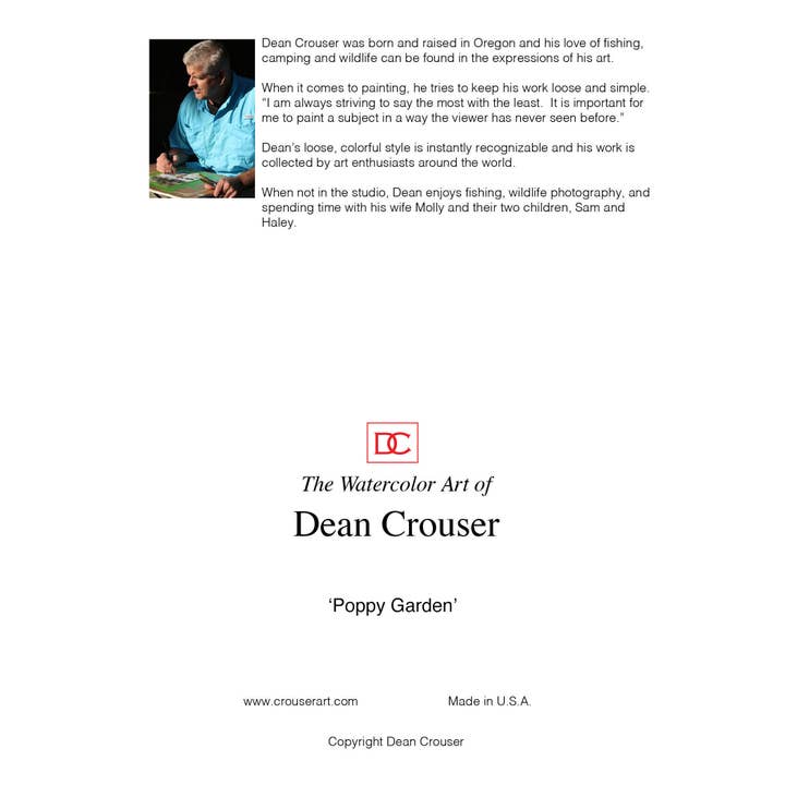 The Art of Dean Crouser Greeting Cards & Stickers - Wholesale Everyday Greeting Card - 5 x 7" Greeting Card 'POPPY GARDEN'1