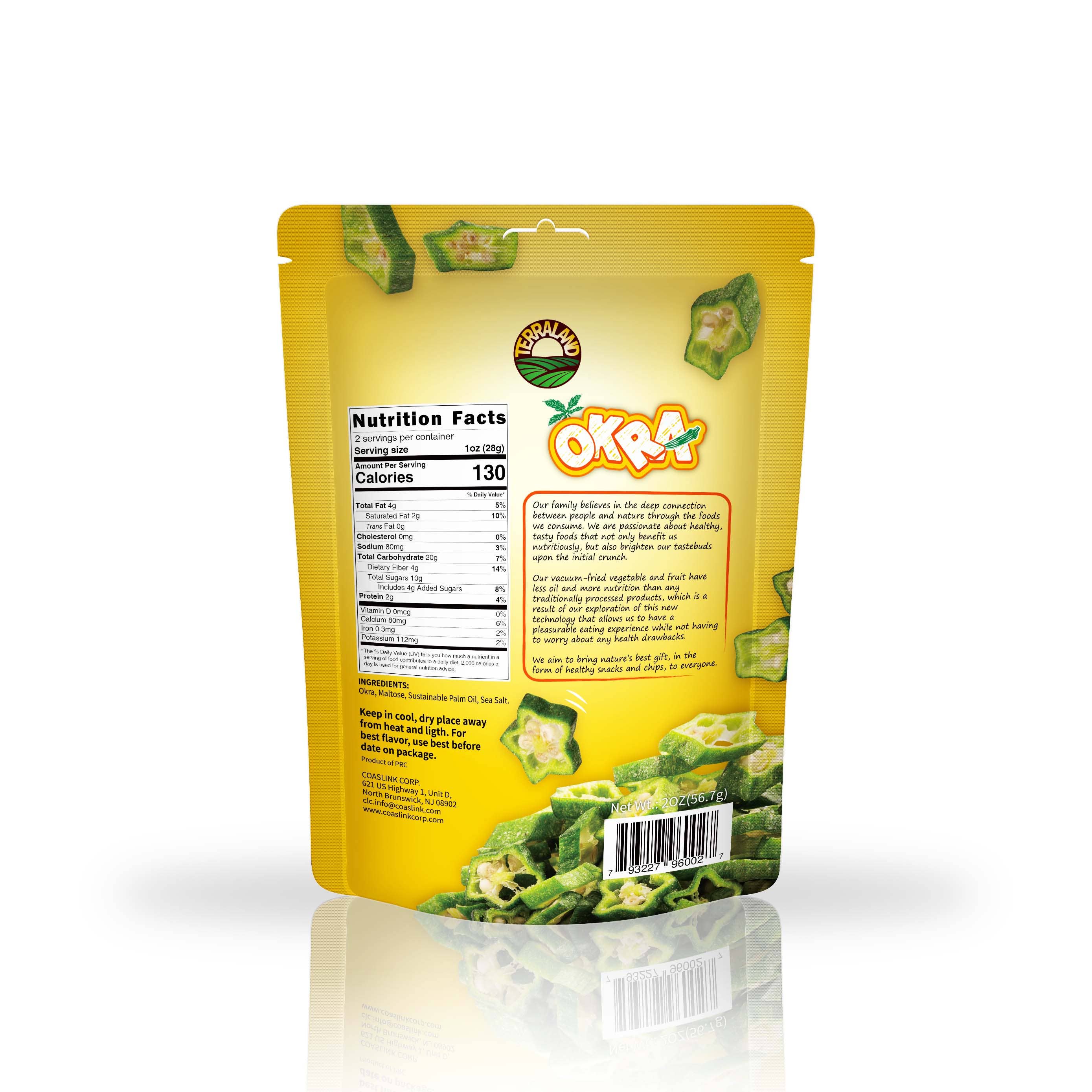 TerraLand – wholesale Dried/dehydrated vegetables – Terraland Okra (Sea Salt)  8*2.0oz (56.7g)1