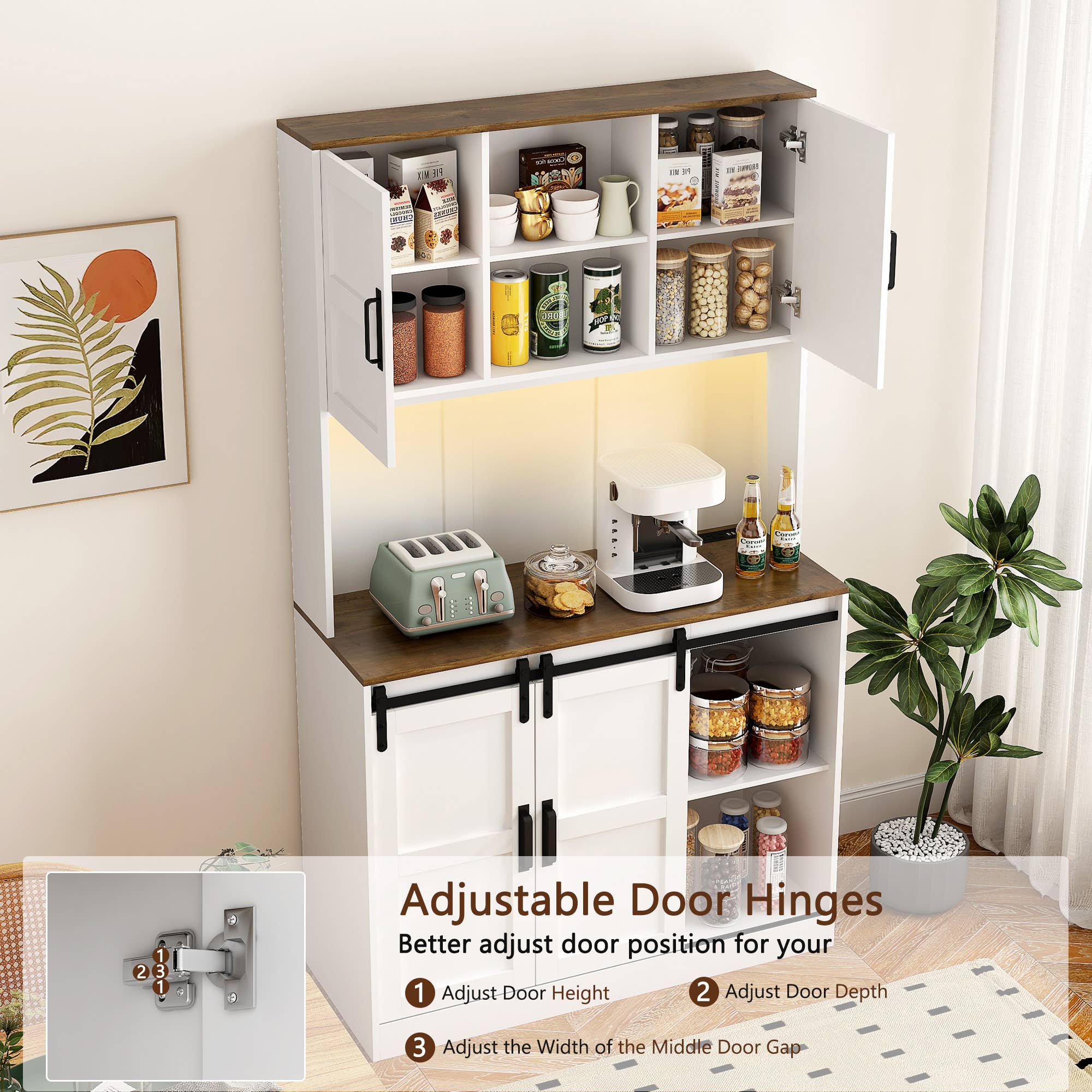 39F Inc. - Vente Armoire - Armoire de garde-manger 74", station de charge, support pour micro-ondes36