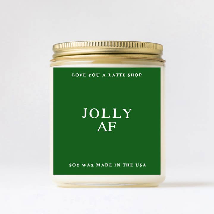 Love You a Latte Shop - Wholesale Jar/Filled Candle - Christmas Jolly AF Glass Jar Candle 2 SIZES