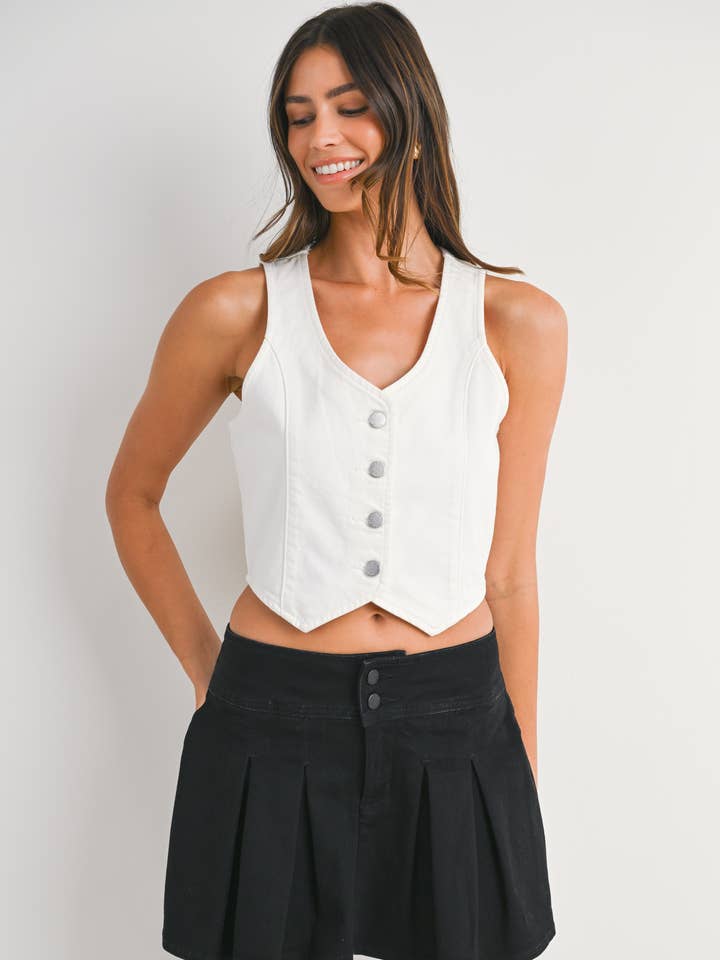 JV385 - WHT - Classic Vest for wholesale by Just USA Jeans