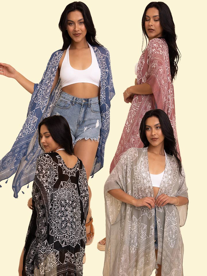 Leto Accessories - Wholesale Kimono - Women's - Versatile Kimono Cardigan with Tassels - Festival Ready 🎡