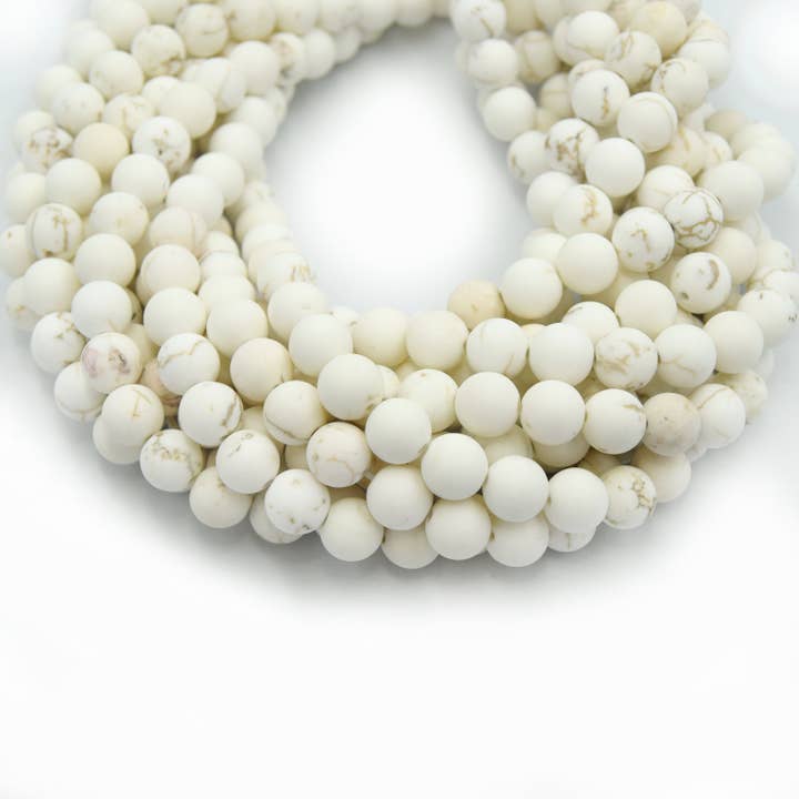 White Buffalo Turquoise Beads | Natural Gemstone Beads | Smooth Matte Faceted for wholesale by Only Beads