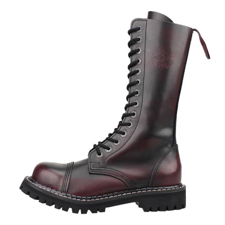 Angry Itch - Premium Boots - Wholesale Combat/Military Boots - Men's - 14-Hole - Burgundy Rub-Off Leather Boots1