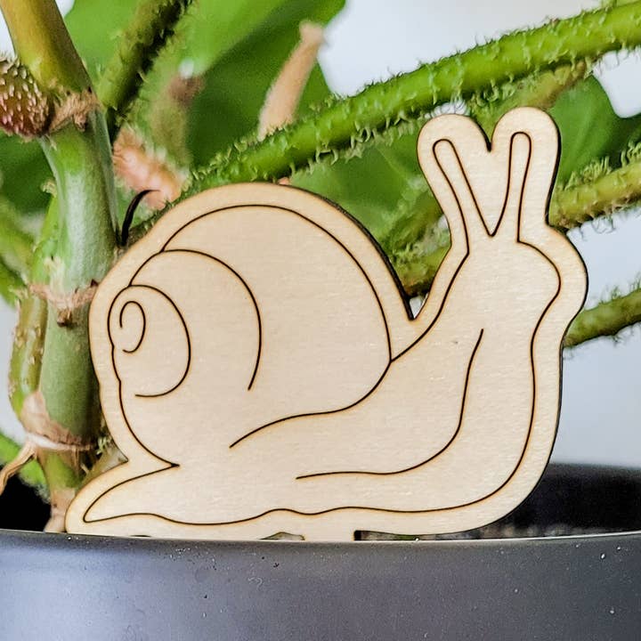 Garden Snail Decorative Plant Stake (Wood, 2 Sizes) for wholesale by Leaf & Node