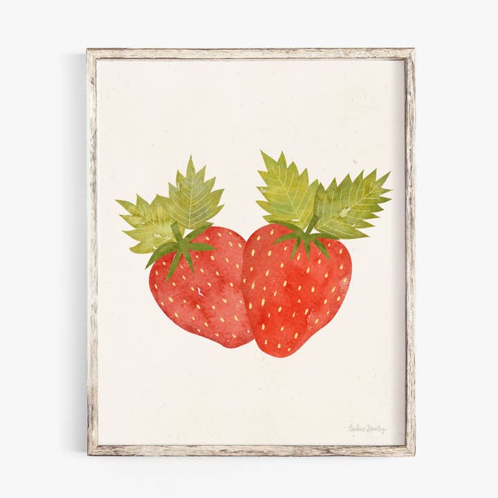 Strawberries Watercolor Wall Art Print for wholesale by Rare Bird Co. + Pauline Stanley Studio