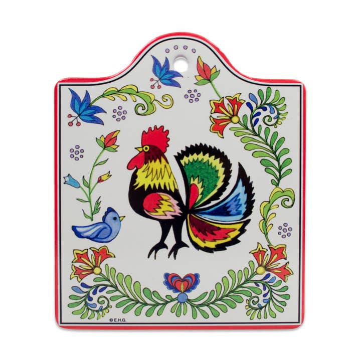 Ceramic Cheeseboard With Cork Backing: Rooster for wholesale by European Heritage Gifts