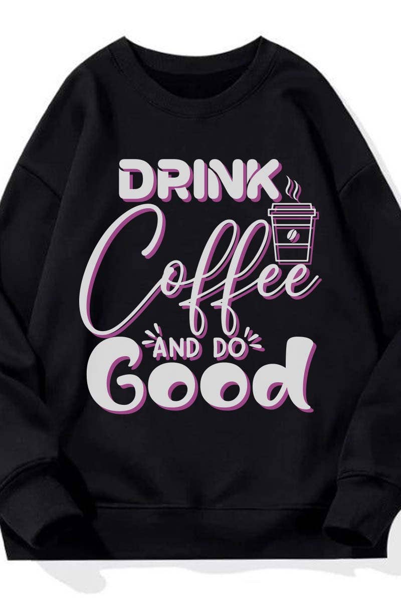 HARANG – wholesale Graphic sweatshirt – Women’s – M9261 - SW DRINK COFFEE  graphic sweatshirts  3