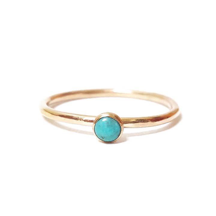 Mini Turquoise Stacking Ring in Gold for wholesale by The Land of Salt