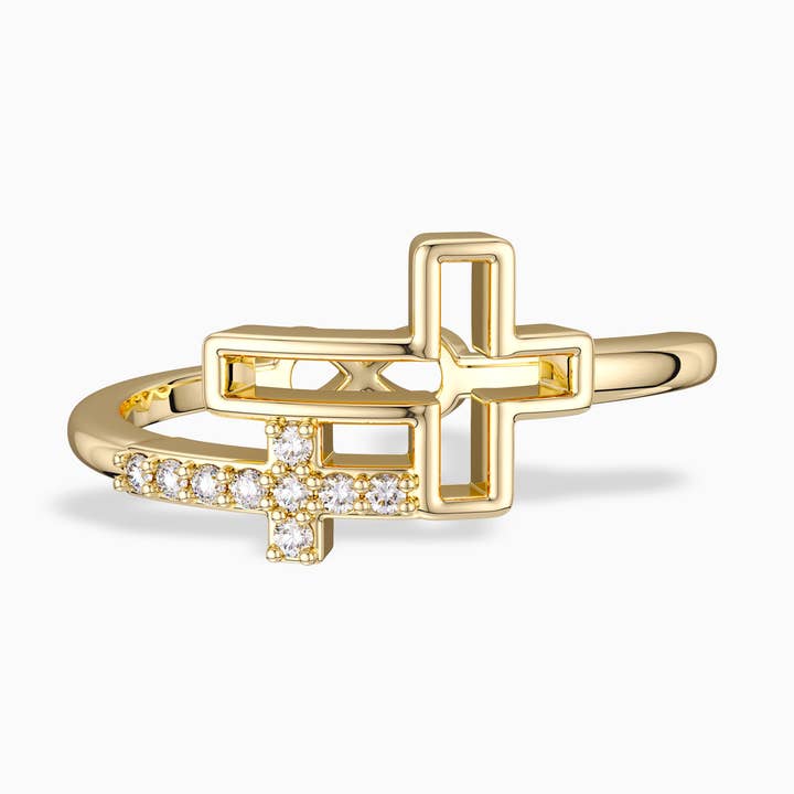 Anillo doble hueco con cruz e infinito para venta al por mayor de Vanimy Jewelry