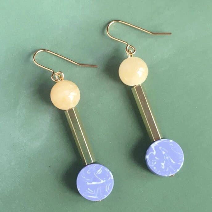 Drop Earrings - Lemon and Lilac for wholesale by Loela