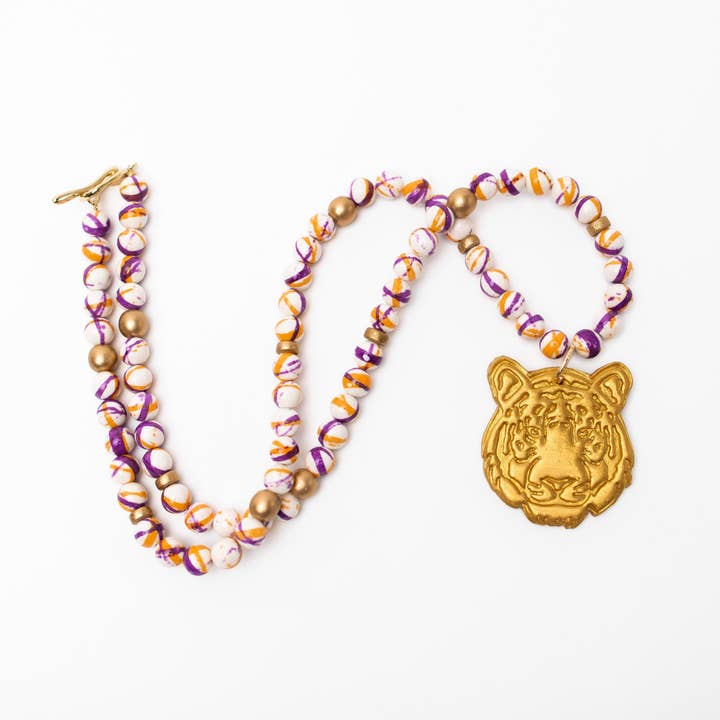 34" Orange and Purple Rainflower Jasper with Tiger for wholesale by Hidden Truth Jewelry