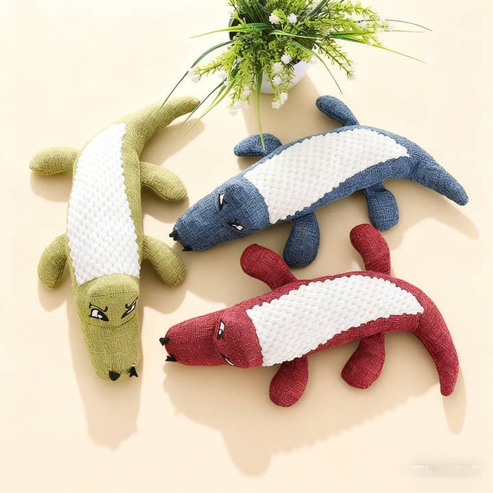 PAWPAWwholesale - Wholesale Pet Plush Toy - Dog - Linen Croc Chew Toy, Durable Fun for Dogs_CWMM54653