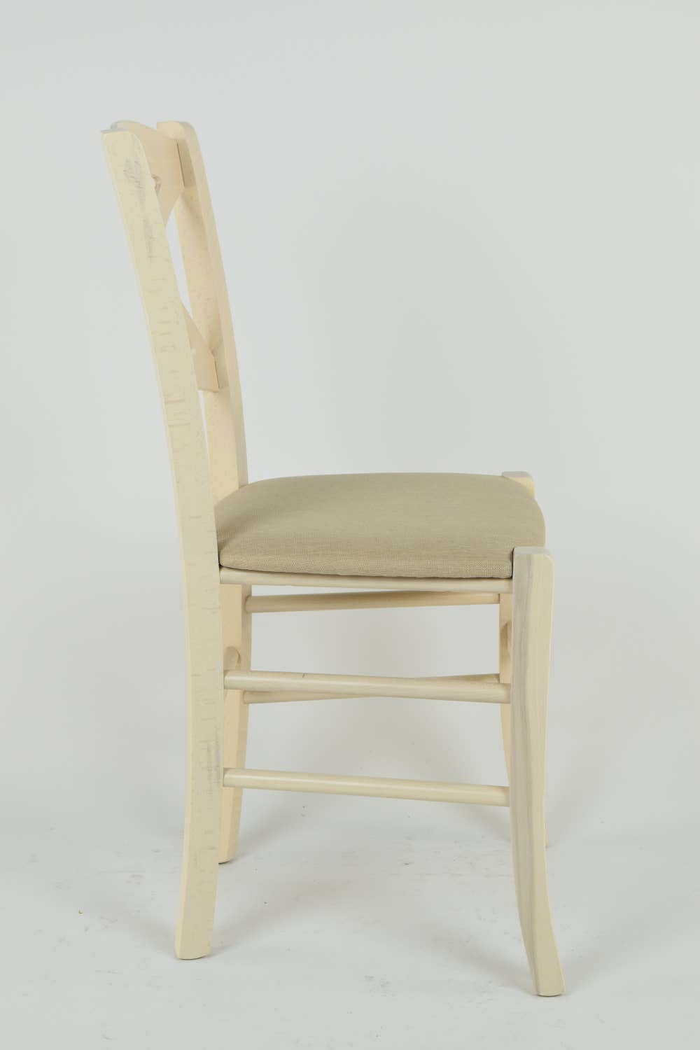 Cáñamo Sillas cruzadas pintadas de anilina blanca, asiento de tela de cá de venta al por mayor en Faire3