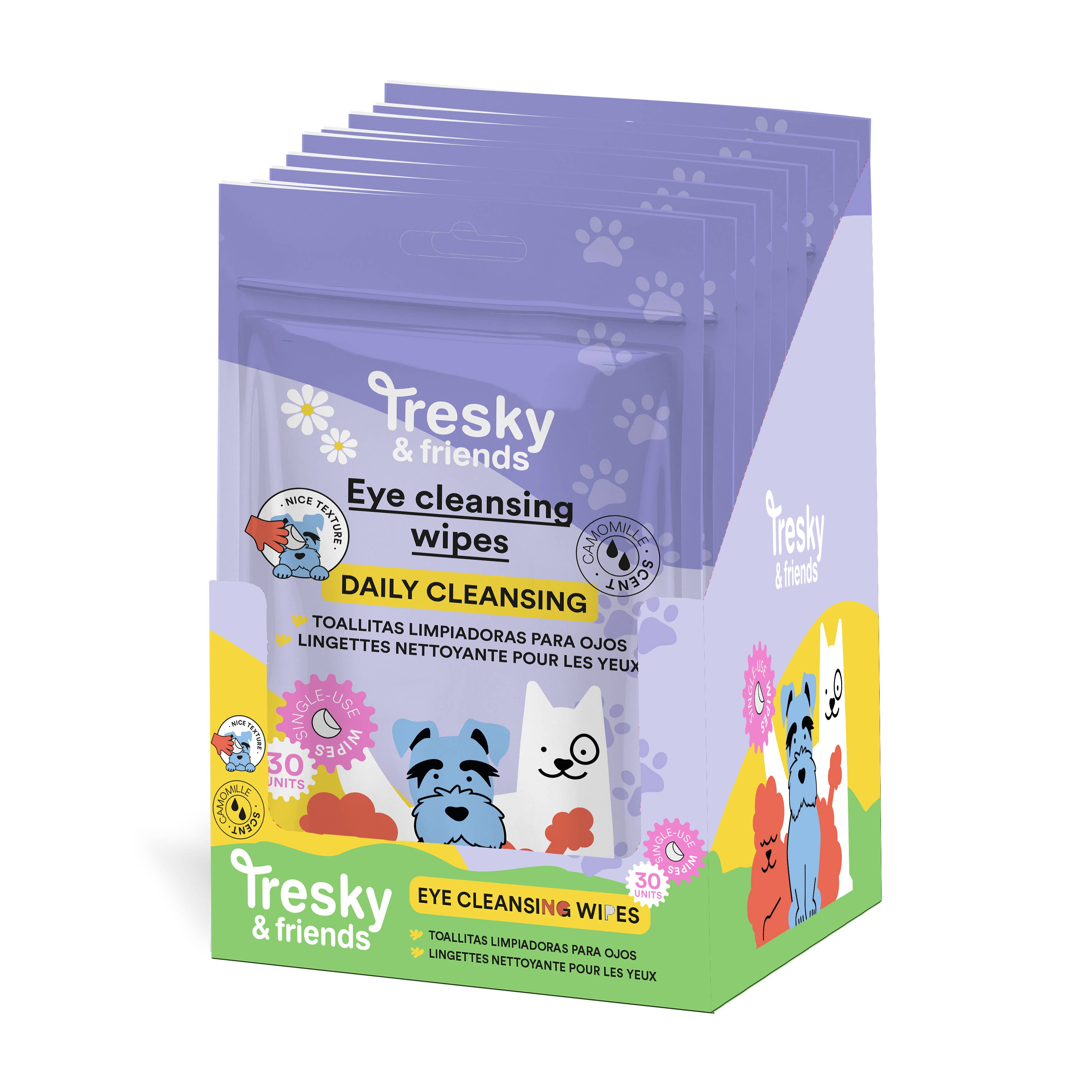 Aquarius Cosmetic SLU - Wholesale Pet Toy Set - Cat/Dog - TRESKY & FRIENDS EYE CLEANSING WIPES 30u1