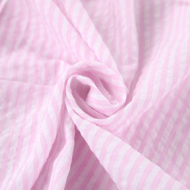 PINK Cozy Striped Pajamas with Delicate Ruffled Edges for wholesale on Faire1