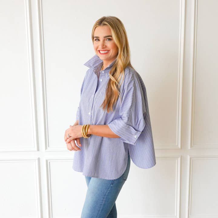 Abby Swing Top Blue and Navy Stripe for wholesale by Caryn Lawn