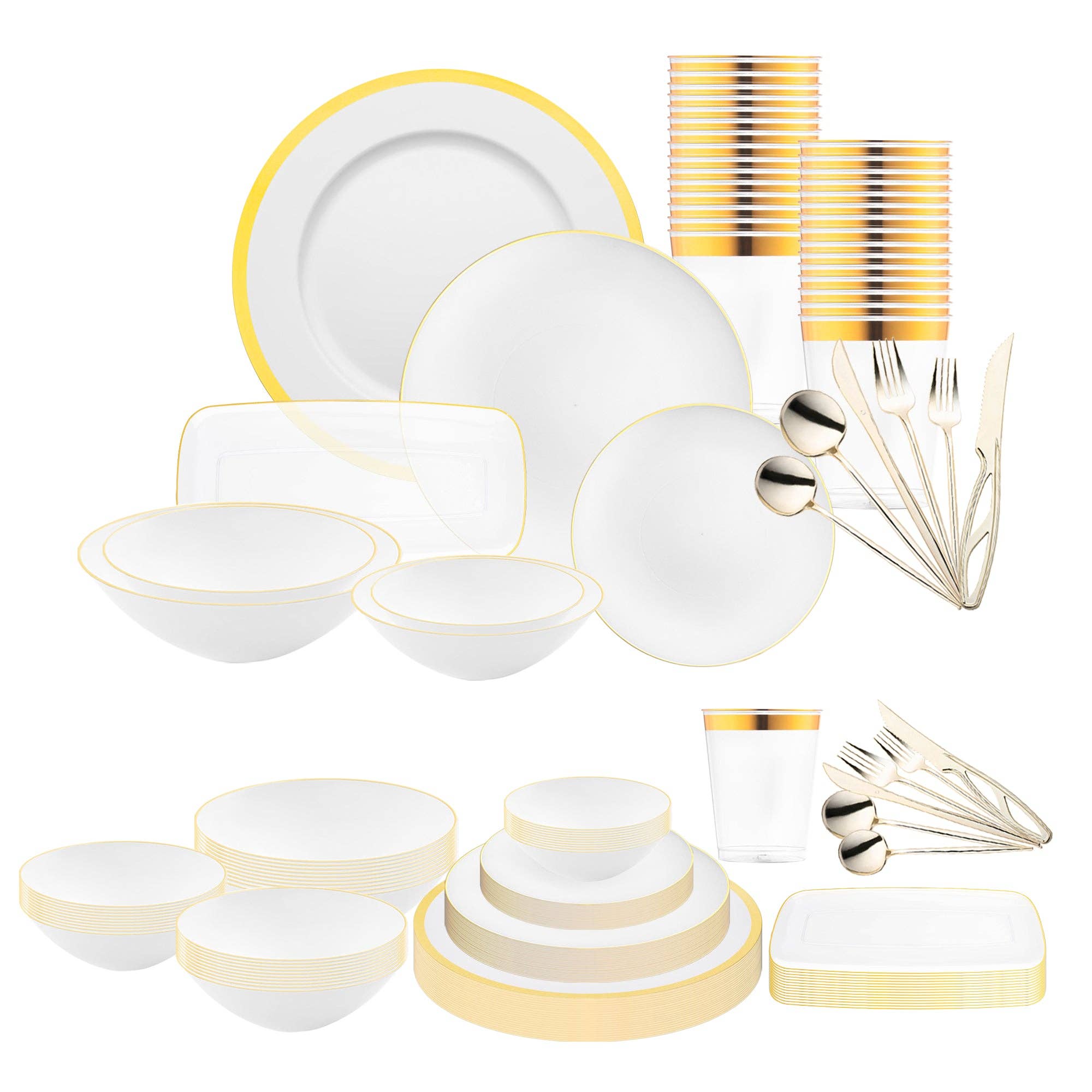 Smarty had a Party - Wholesale Serviesset - Witte met Gouden Maanlicht Ronde Plastic Bruiloft Waardeset0