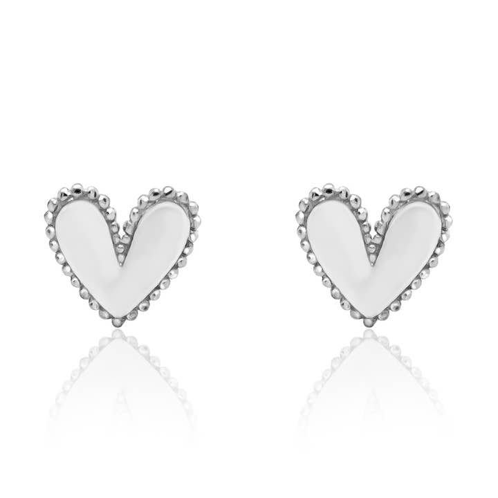 Beaded Border Heart Studs for wholesale by Aurora Jewels
