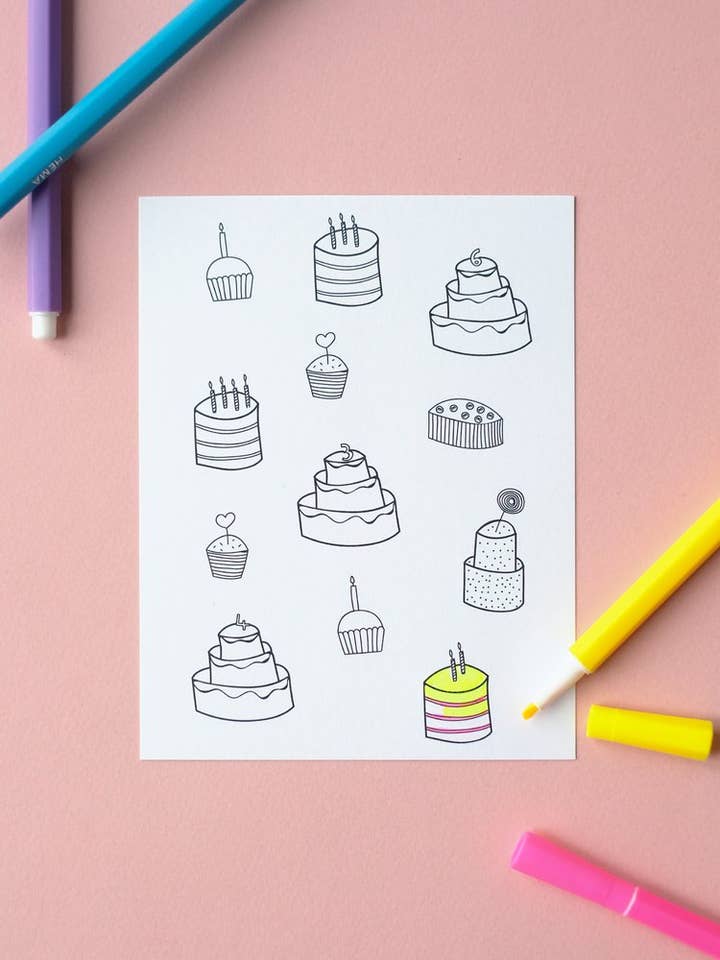 Färgläggningskort Tårtor för wholesale av The Little Whale