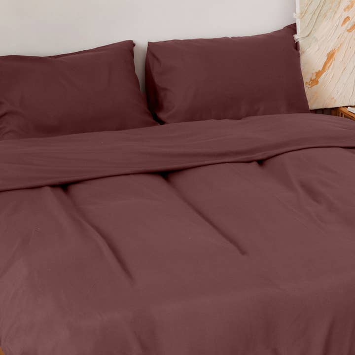 PLAIN DUVET COVER WITH BROWN LEAF for wholesale by BOD HOME
