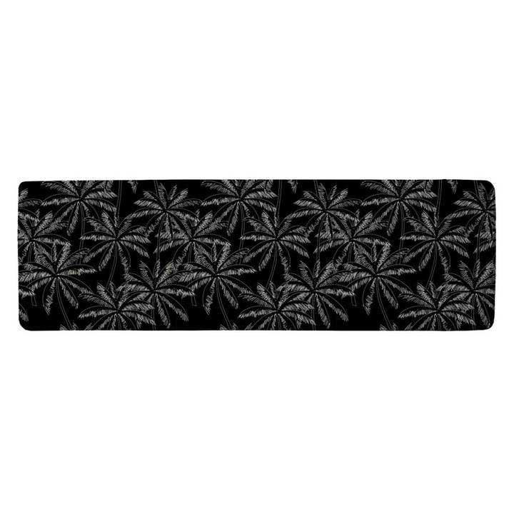 White Palm Trees on Black (Runner Rug) for wholesale by Benjamin Tate Design
