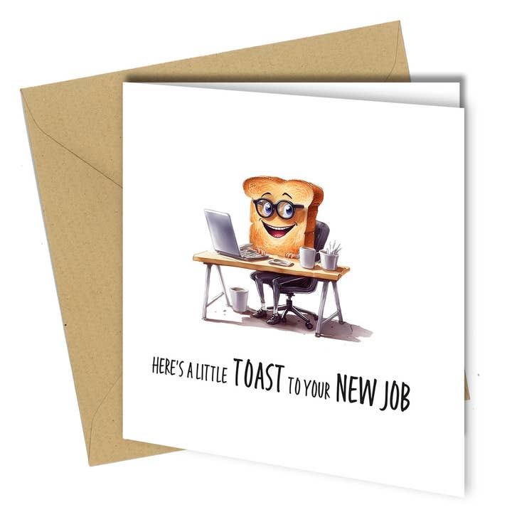Close to the Bone Greeting Cards and Gifts – wholesale Congratulations card – #1653 Toast to your New Job Card Rude Funny Cheeky
