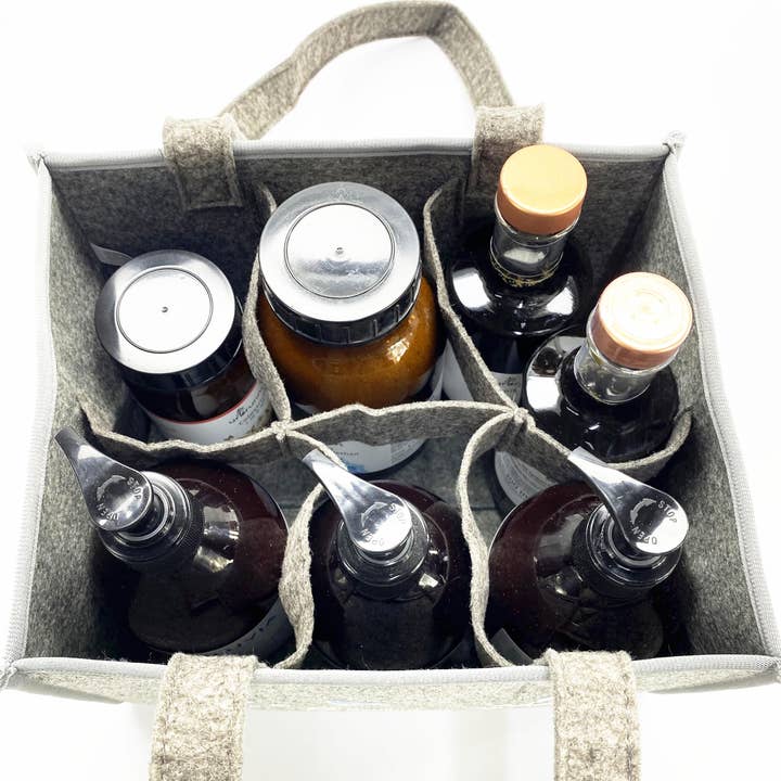 Salzmann Restwaren GmbH - Wholesale Wine Tote - Felt Beverage Carrier Gourmet Bag with Compartments4
