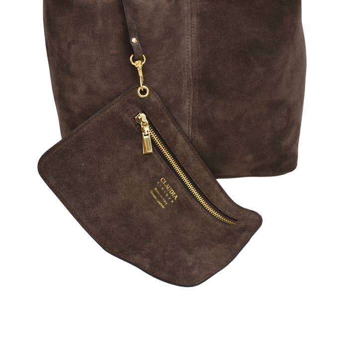 Claudia Firenze - Wholesale Shoulder Bag - Women's - Ines - Studs Suede Chestnut3