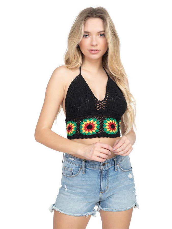 Lakhays Collection Inc. – wholesale Stickad topp - Dam – Rasta Flower Crochet Top