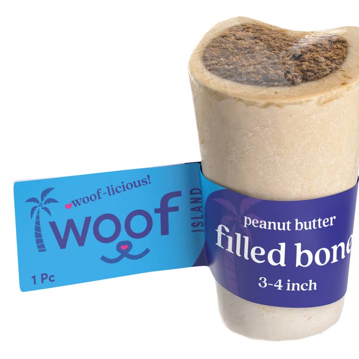 3-4" Peanut Butter Filled Bone for wholesale by Woof Island