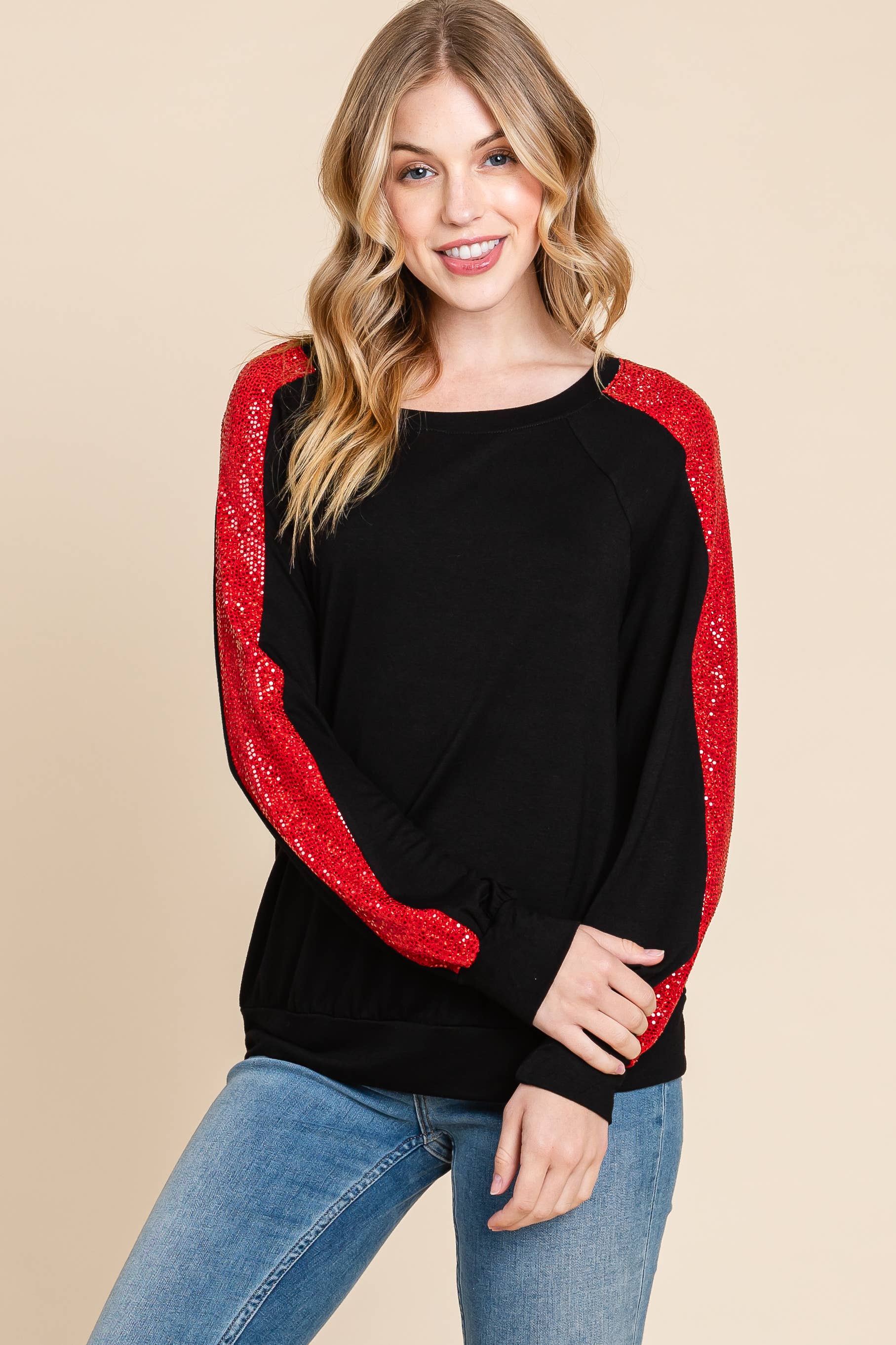 Emerald Collection - Vente Chemisier – femme - Haut de mode ETK-9319-PL grande taille avec sequi métallisé scintillant3