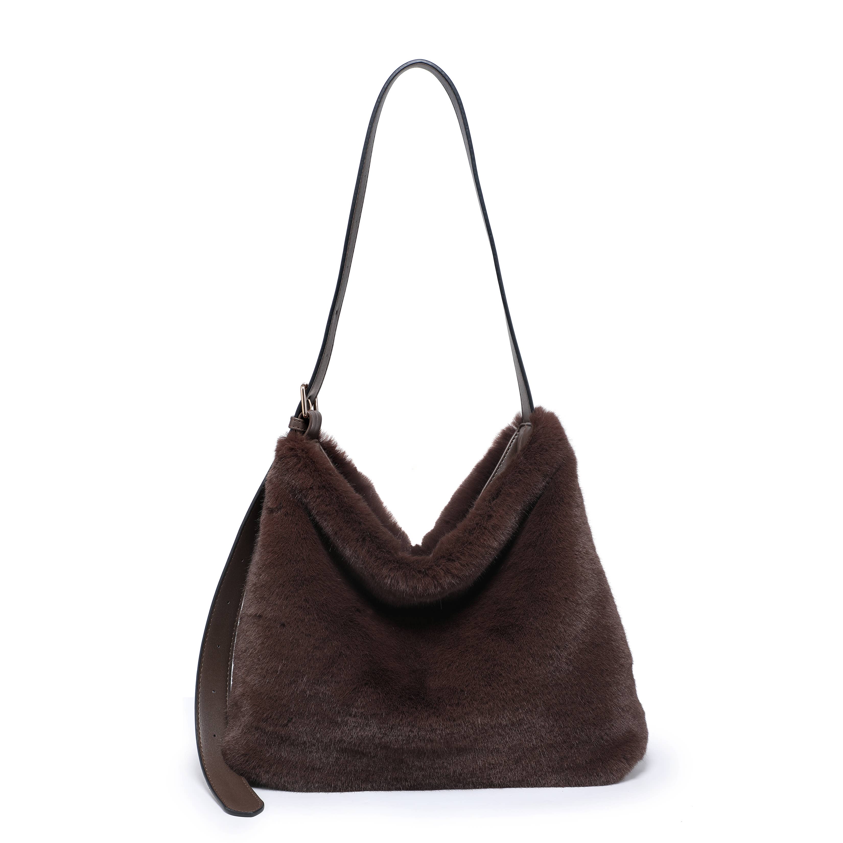 Papaya Fashion Ltd – wholesale Shoulder bag – women's – B25002-Faux Fur Top Zip Closure Shoulder Bag2