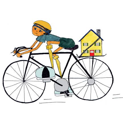 Andi’s People – wholesale Congratulations card – Congratulations | New House Card |Girl On Bicycle With House3