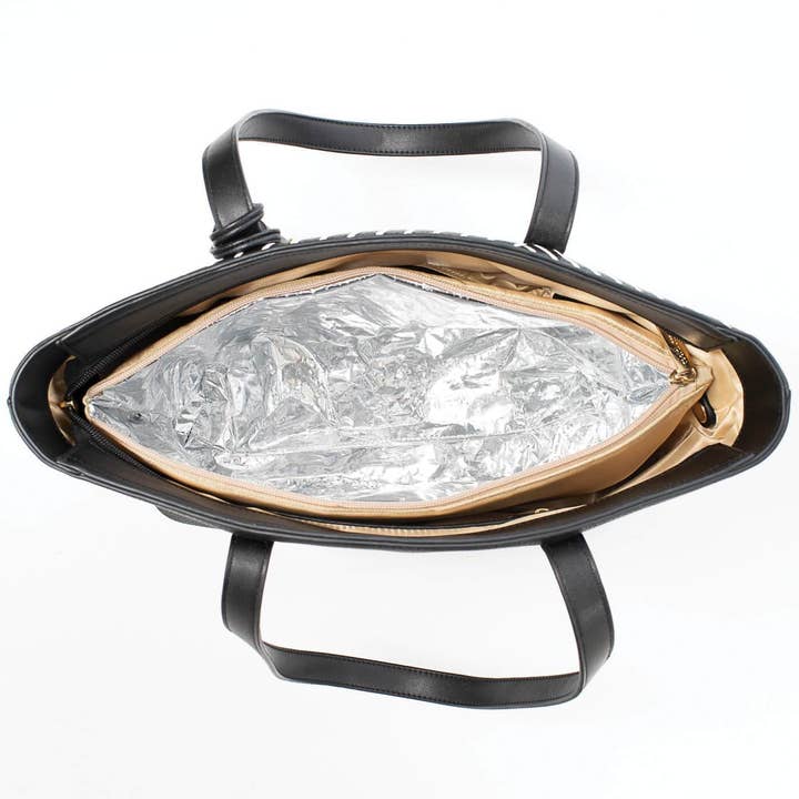 Cool Clutch Pty Ltd - Wholesale Cooler/Cooler Bag - Michelle Cool Clutch (Black & White Stripe) Cooler Bag Tote1