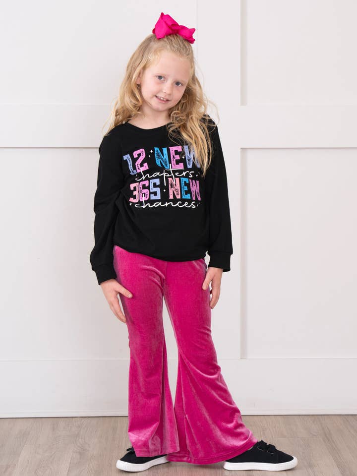 Marie Nicole Clothing - Wholesale Top & Pant Set - Kids - "12 New Chapters, 365 New Chances" Velvet Bell Bottom Outfit3