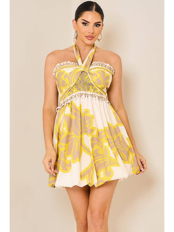 Her Bottari – Engroshandel Kjole - Dame – BD3843_Smocked Tube Boble Mini Kjole2