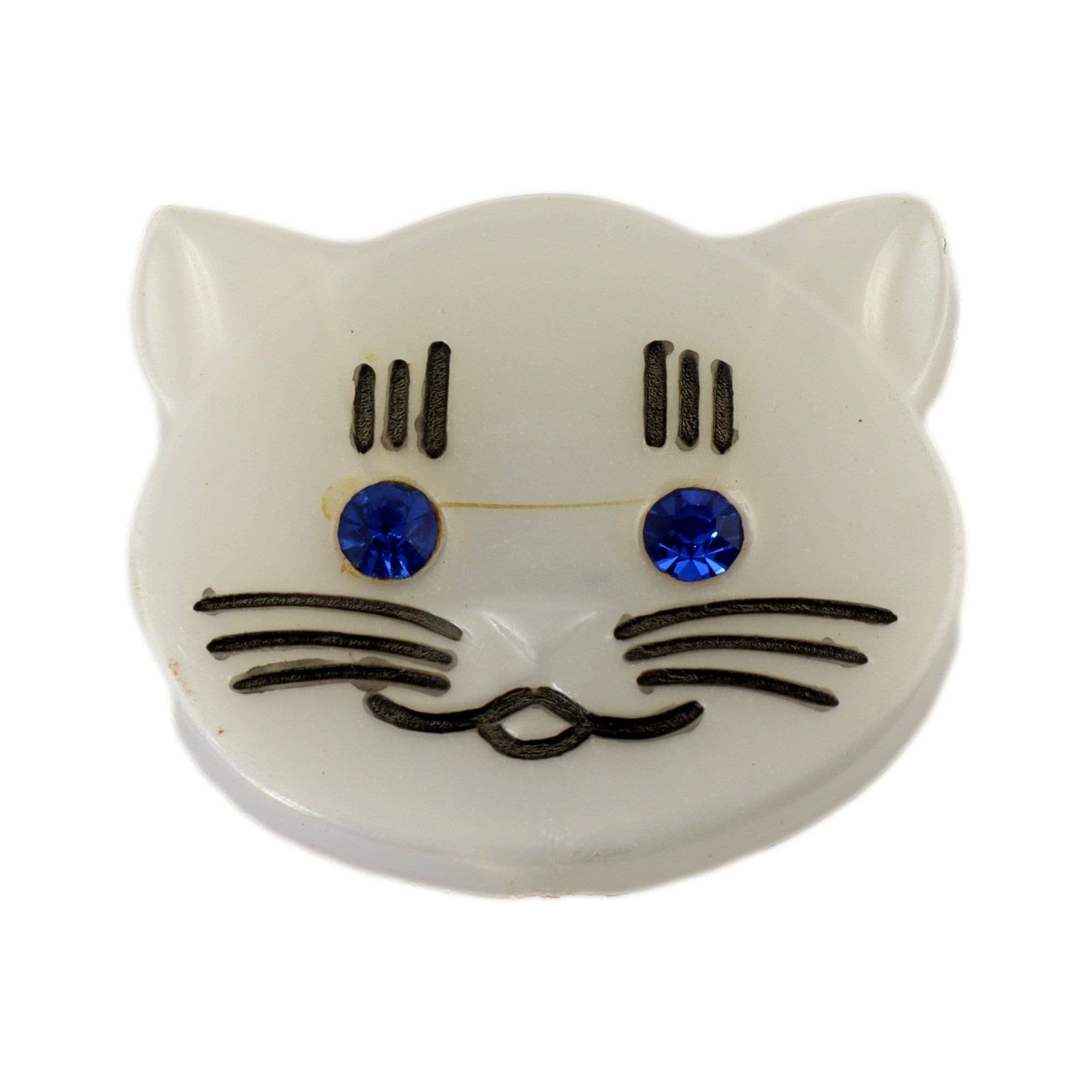 Tribal Trade GmbH - Wholesale Brooch - Cat head pin blue DDR pin