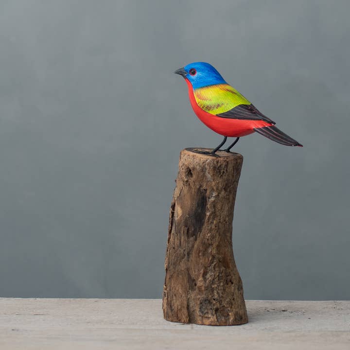 Aviologie - Wholesale Decorative Figurine - Bunting - Painted - 6.5"H -Wooden Ornament1