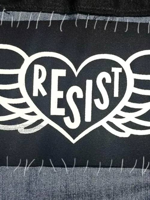 Resist Cloth Sew On Banner Patch for wholesale by Femmearchist