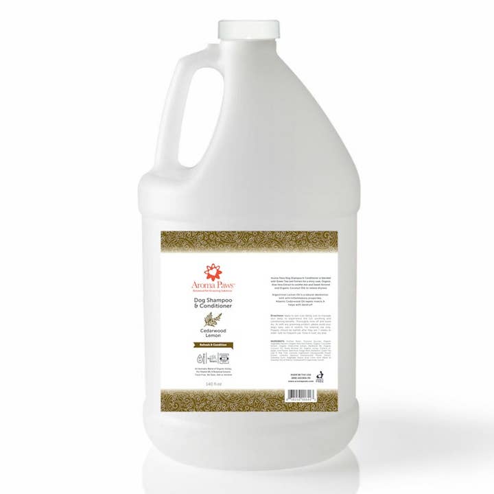 Cedarwood Lemon Dog Shampoo & Conditioner in One
Gallon for wholesale by Aroma Paws