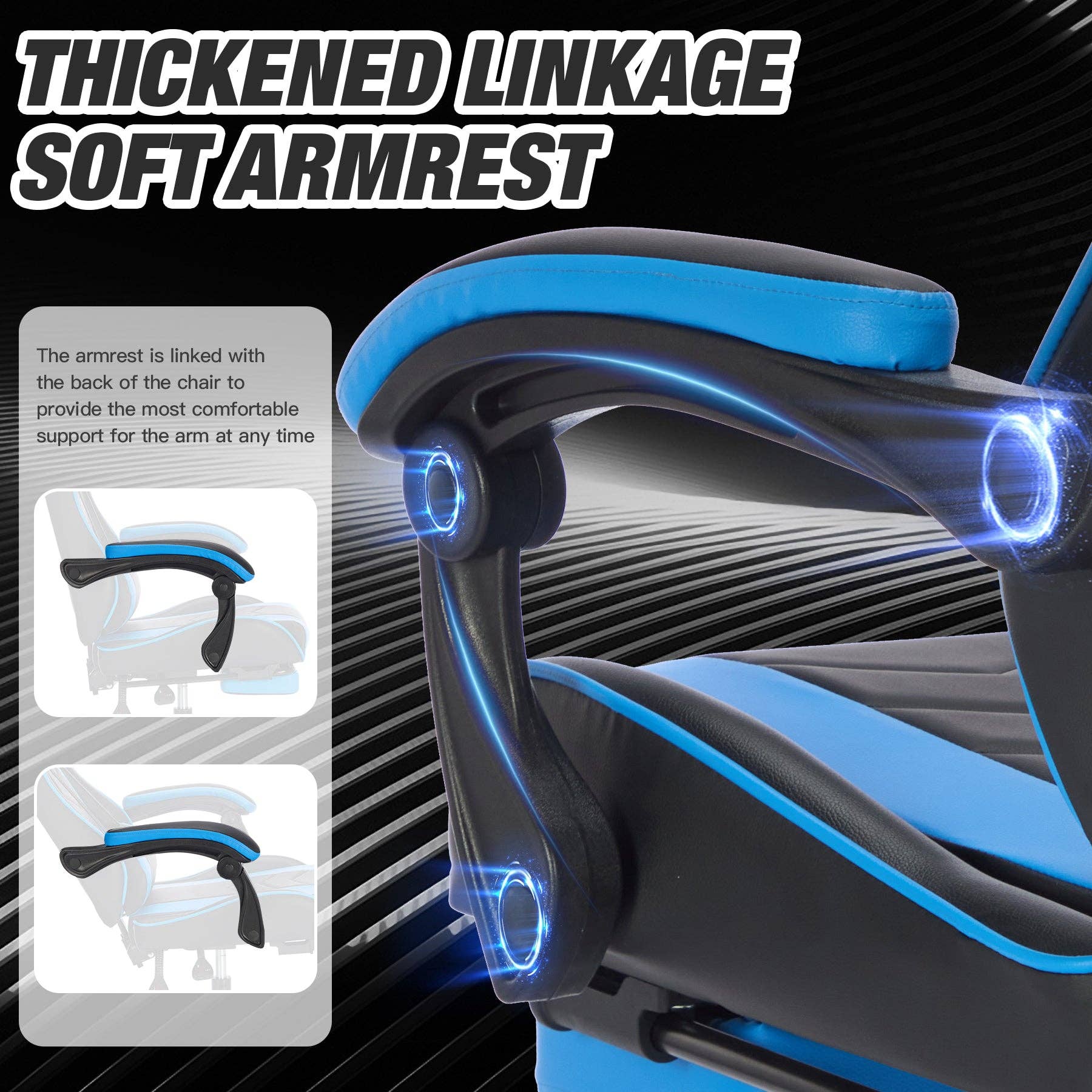 39F Inc. - Wholesale Chair - Blackblue Gaming Chair with Footrest & Ergonomic Support1