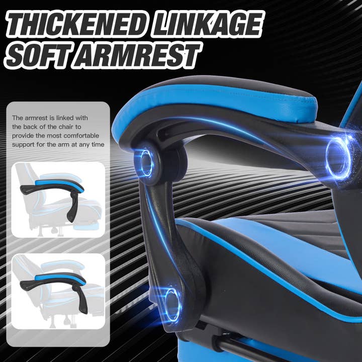 39F Inc. - Wholesale Chair - Blackblue Gaming Chair with Footrest & Ergonomic Support1