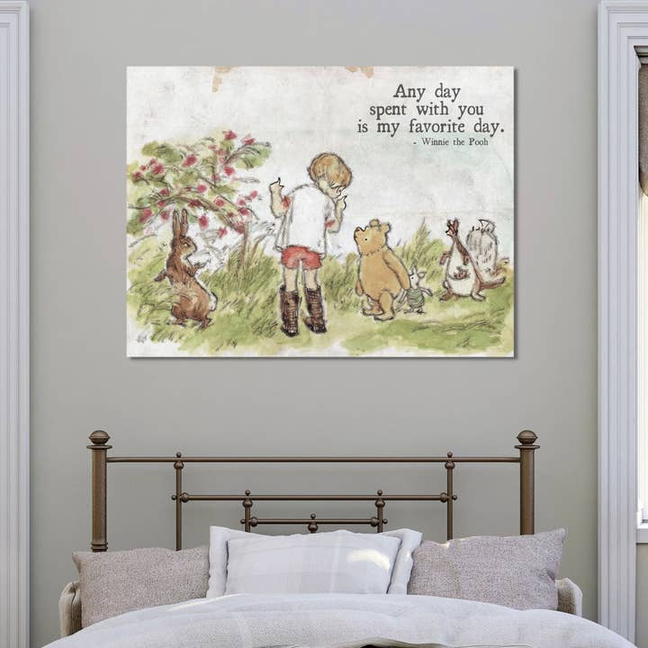 Olive Branch Farmhouse - Wholesale Art Print - Christopher Robin & Winnie The Pooh Quote Canvas Art