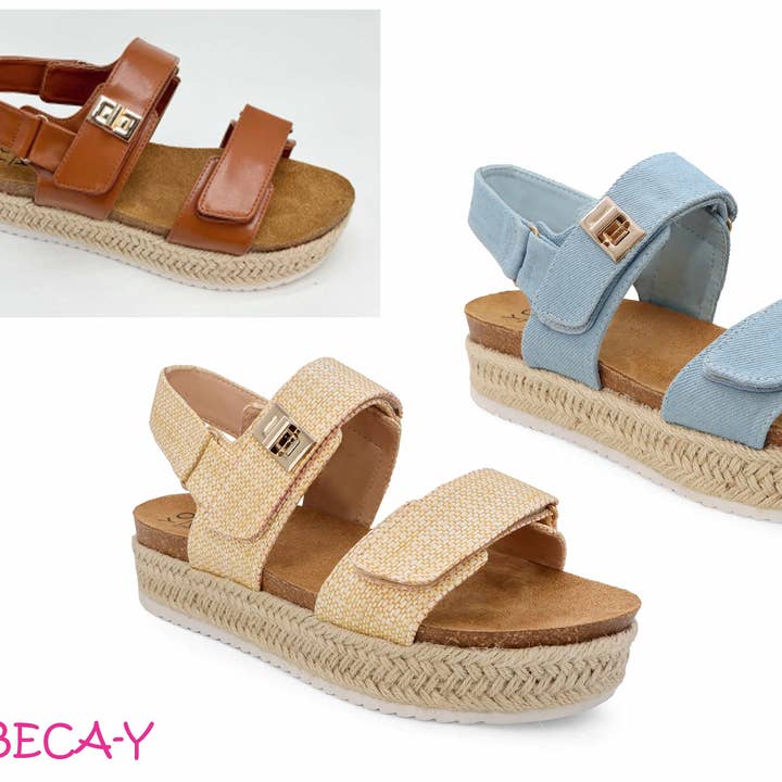 Sandale Espadrille Plateforme à Talon Compensé avec Boucle pour Filles YOKI Boho pour la vente par Yoki Girls