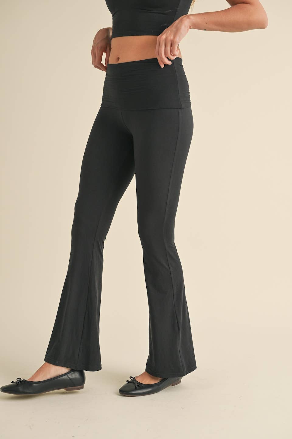 KIMBERLY C - Wholesale Pants - Women's - Soft Knit Foldover Flare Pants6