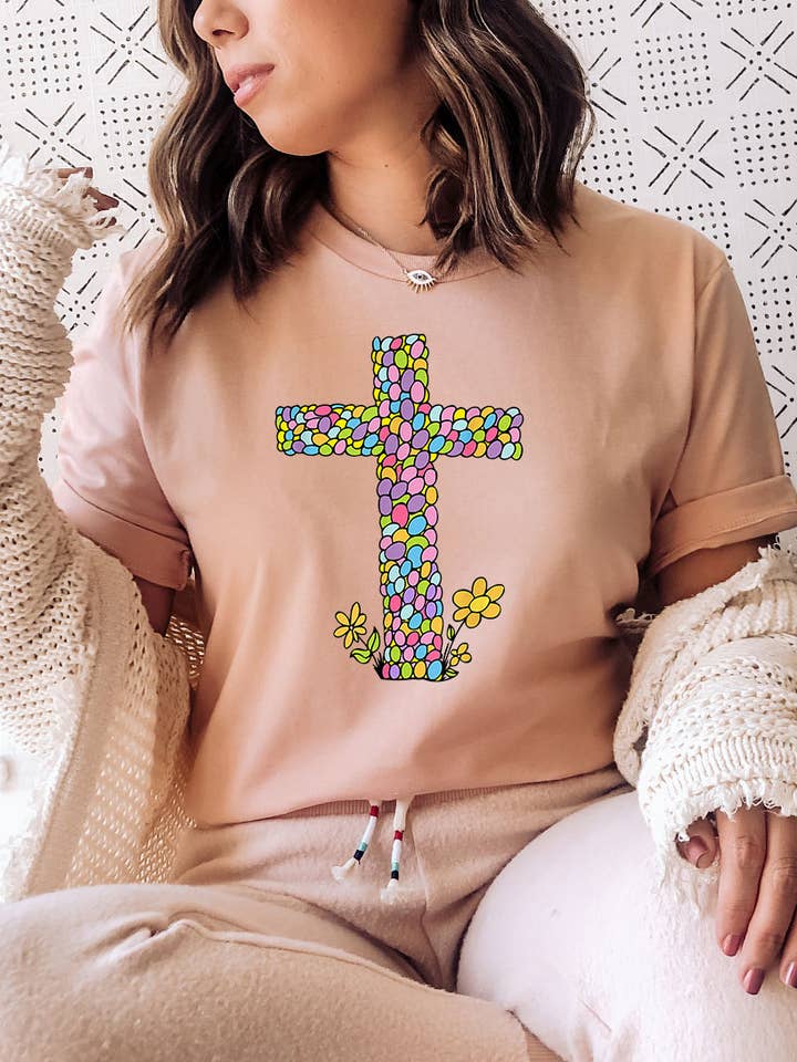 House Of Rodan - Wholesale T-shirt (graphic) – women's - Easter Cross - Christian Religious Easter Jesus God T-Shirt