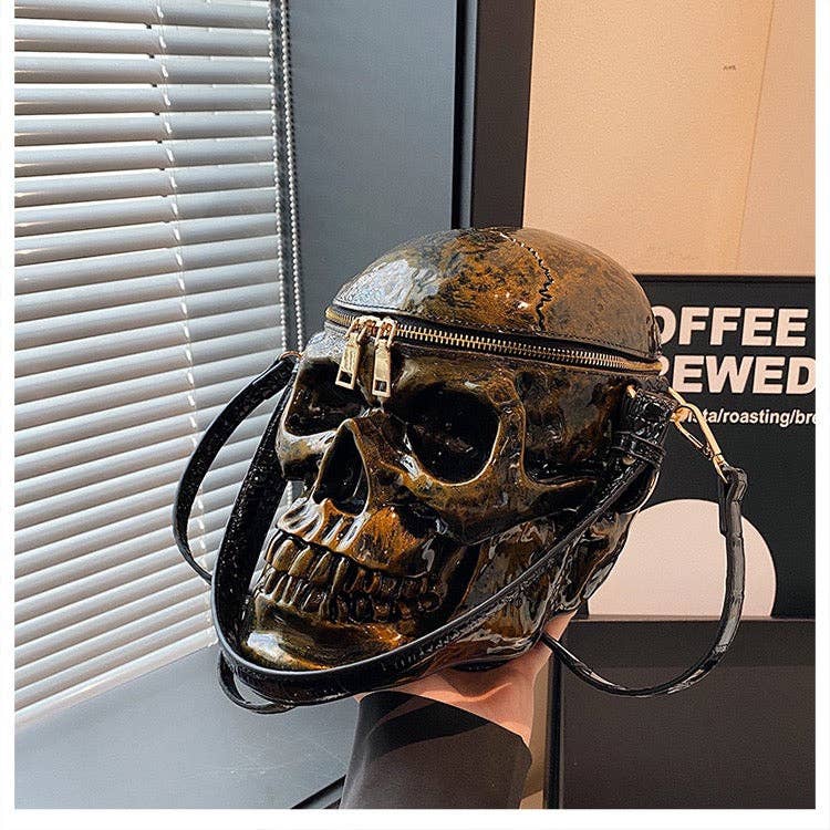 MB Fashion Wholesale - Wholesale Crossbody Bag - Women's - EVERY FASHION 3D Skull Crossbody Bag with Glossy Finish and Dual Zipper Closure15